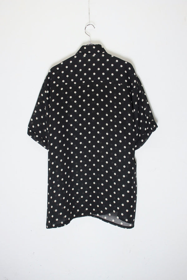 70'S S/S DOTS SHIRT / BLACK/WHITE [SIZE: M equivalent USED]