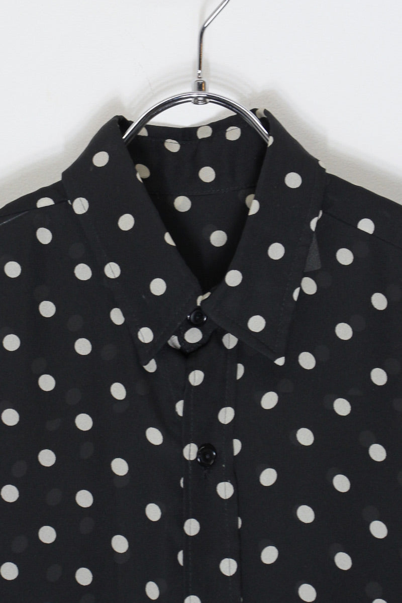 70'S S/S DOTS SHIRT / BLACK/WHITE [SIZE: M equivalent USED]