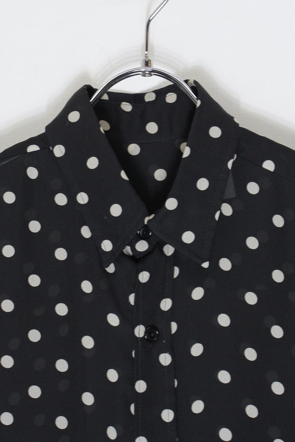 70'S S/S DOTS SHIRT / BLACK/WHITE [SIZE: M equivalent USED]