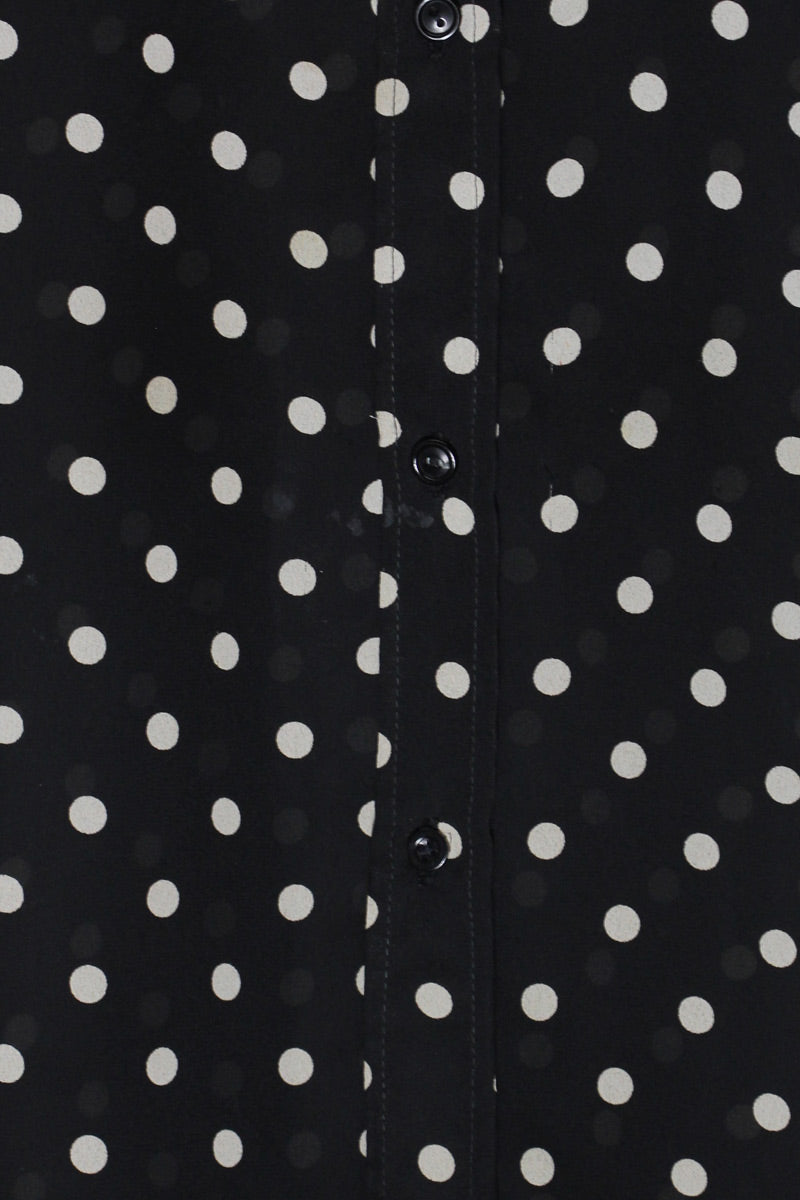 70'S S/S DOTS SHIRT / BLACK/WHITE [SIZE: M equivalent USED]