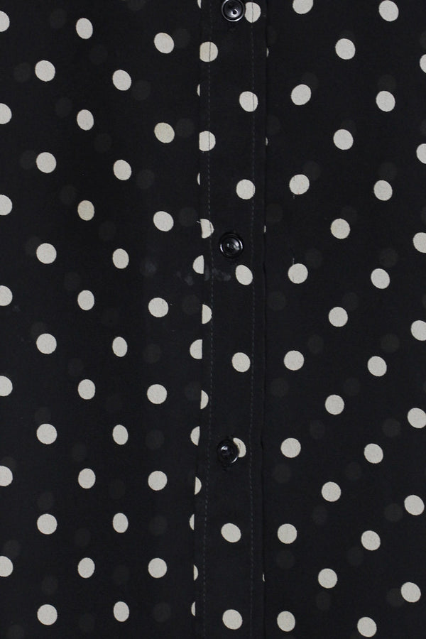 70'S S/S DOTS SHIRT / BLACK/WHITE [SIZE: M equivalent USED]