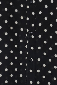 70'S S/S DOTS SHIRT / BLACK/WHITE [SIZE: M相当 USED]