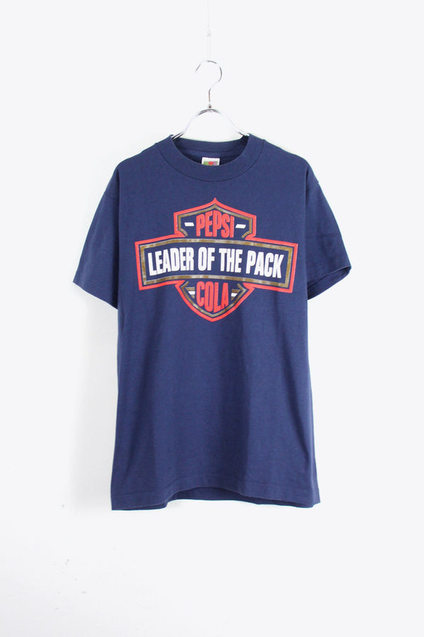 90'S S/S PEPSI COLA PRINT TEE SHIRT / NAVY [SIZE: M USED]