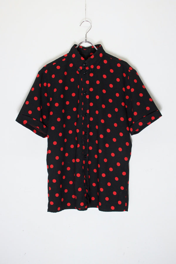 70'S S/S DOTS SHIRT / BLACK/RED [SIZE: Approximately S, USED]