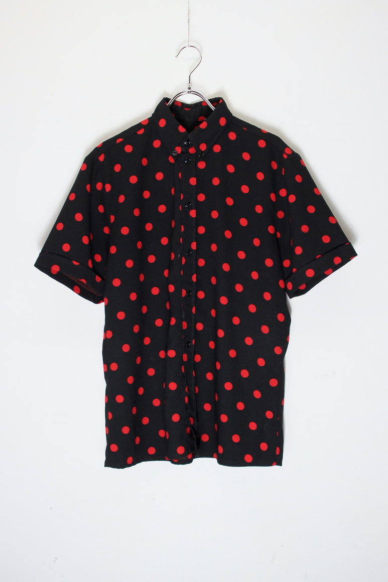 70'S S/S DOTS SHIRT / BLACK/RED [SIZE: S相当 USED]