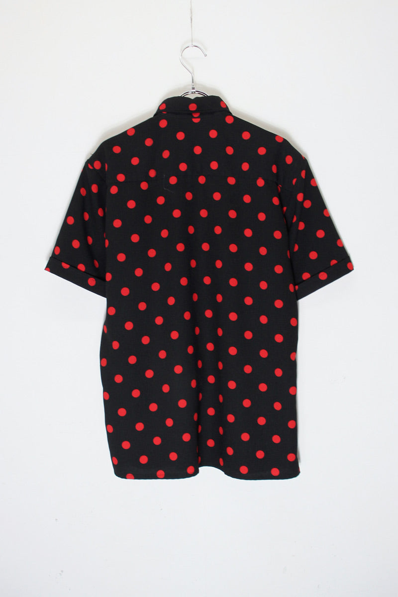 70'S S/S DOTS SHIRT / BLACK/RED [SIZE: Approximately S, USED]