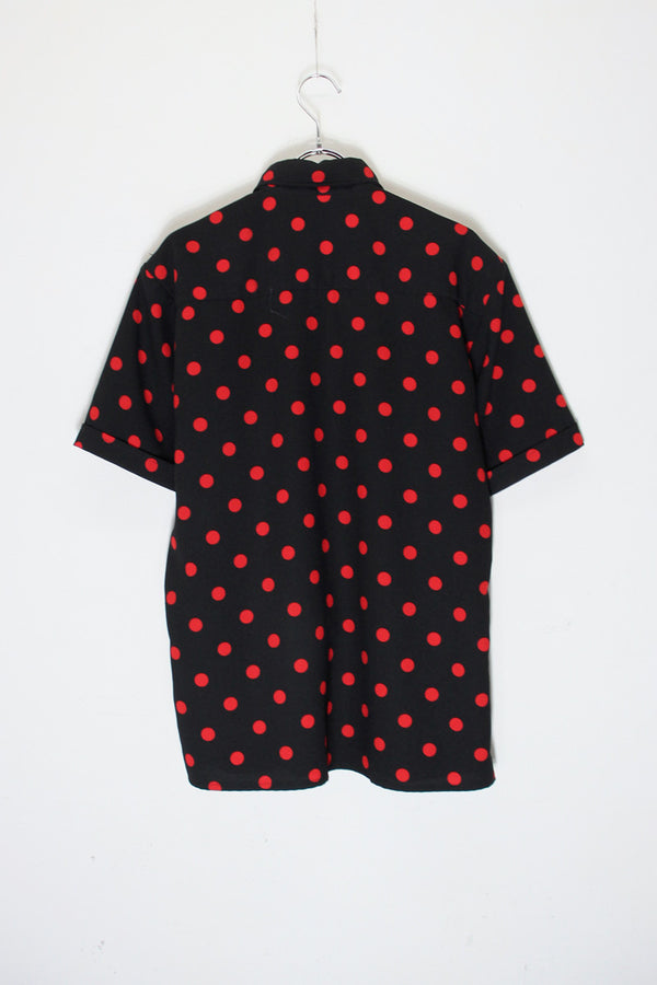 70'S S/S DOTS SHIRT / BLACK/RED [SIZE: Approximately S, USED]