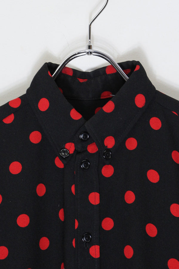 70'S S/S DOTS SHIRT / BLACK/RED [SIZE: Approximately S, USED]