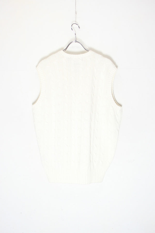 90'S CABLE KNIT VEST / WHITE [SIZE: M USED]