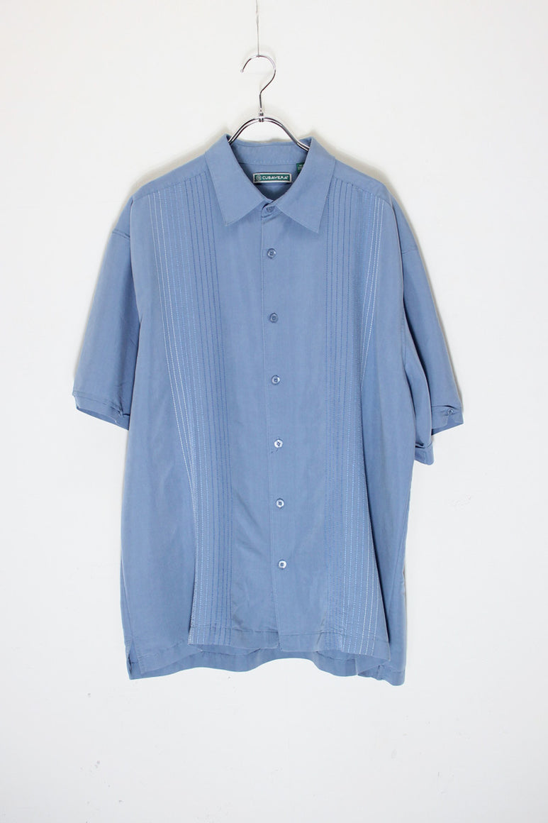 S/S SILK CUBAN SHIRT / BLUE [SIZE: XL USED]