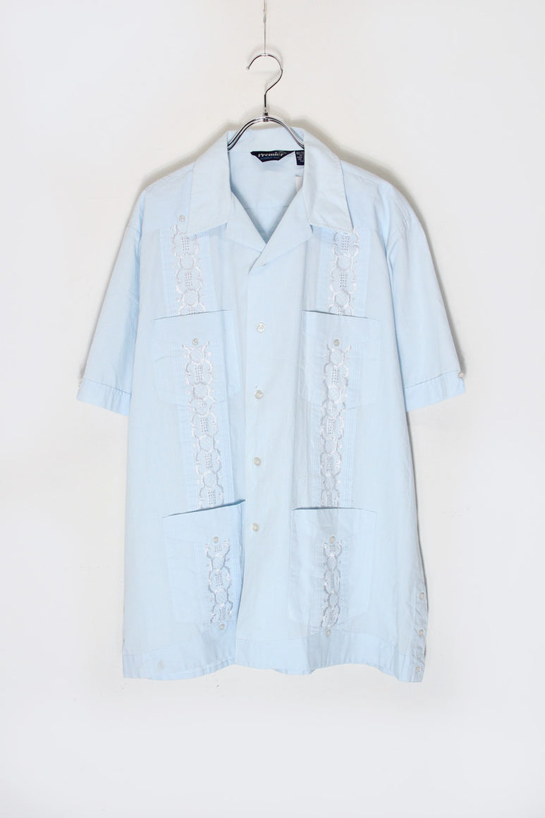 90'S S/S CUBA SHIRT / SAX BLUE [SIZE: XL USED]