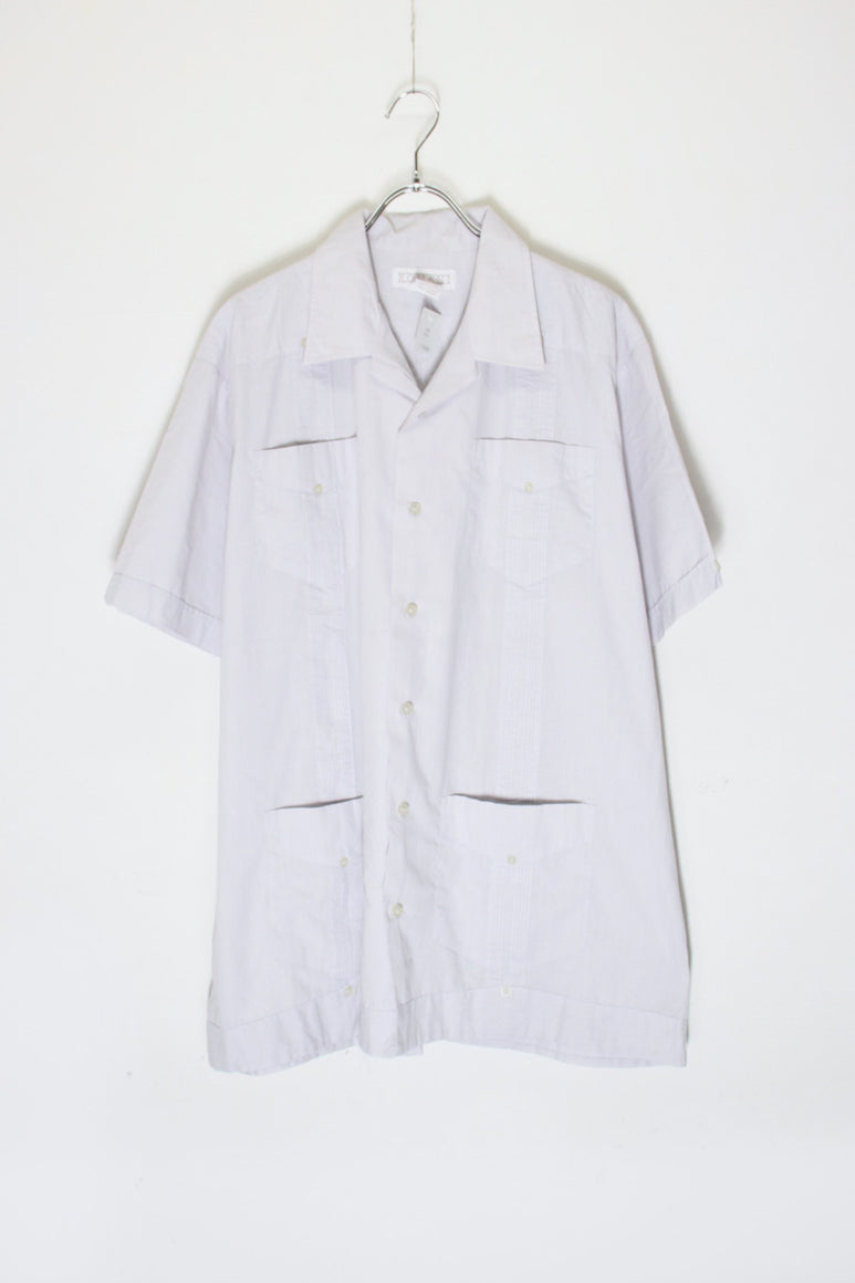 90'S S/S CUBA SHIRT / LIGHT GREY [SIZE: L USED]