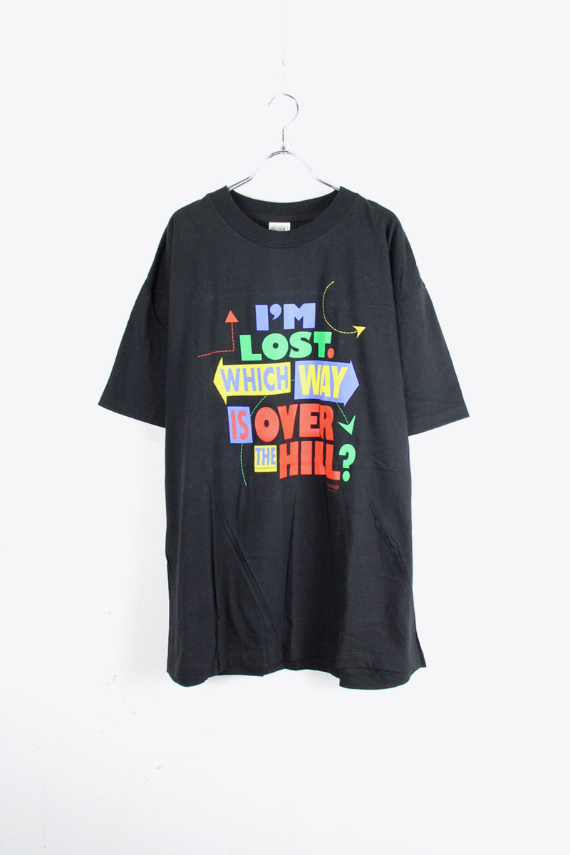 90'S MADE IN MEXICO I'M LOST S/S MESSAGE TEE SHIRT / BLACK [SIZE: XL USED]