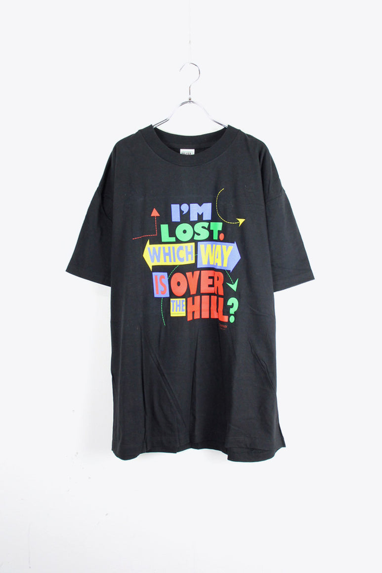 90'S MADE IN MEXICO I'M LOST S/S MESSAGE TEE SHIRT / BLACK [SIZE: XL USED]