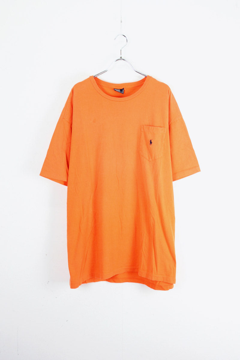 90'S ONE POINT POCKET T-SHIRT / ORANGE [SIZE: XL USED]