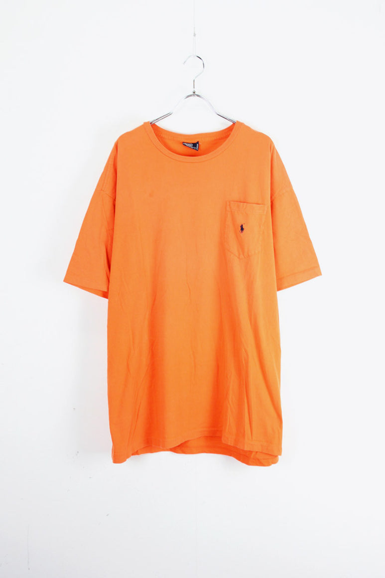 90'S ONE POINT POCKET T-SHIRT / ORANGE [SIZE: XL USED]