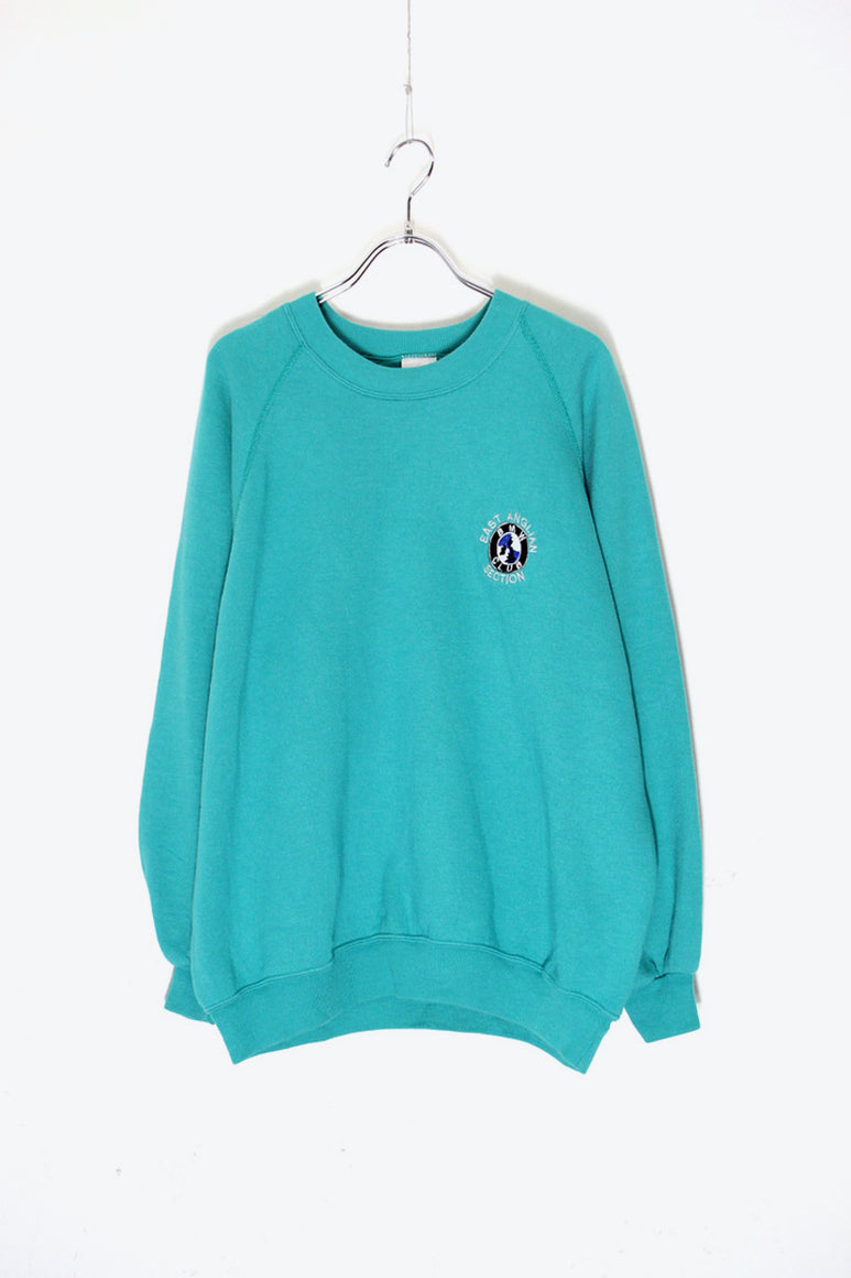 MADE IN USA 90'S BMW EMBROIDERY ADVERTISING SWEATSHIRT / GREEN [SIZE: L USED]