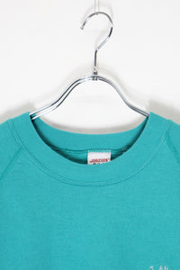 MADE IN USA 90'S BMW EMBROIDERY ADVERTISING SWEATSHIRT / GREEN [SIZE: L USED]