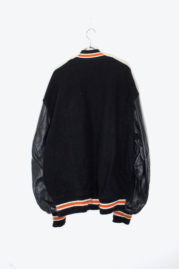 MADE IN USA 80'S NHL FRYERS WOOL LEATHER STADIUM JACKET / BLACK [SIZE: 2XL USED]