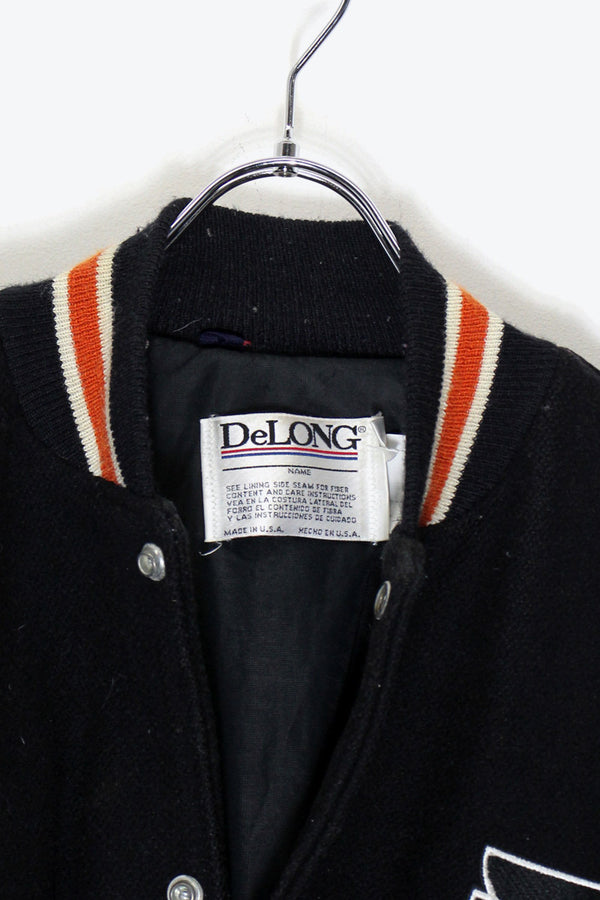 MADE IN USA 80'S NHL FRYERS WOOL LEATHER STADIUM JACKET / BLACK [SIZE: 2XL USED]
