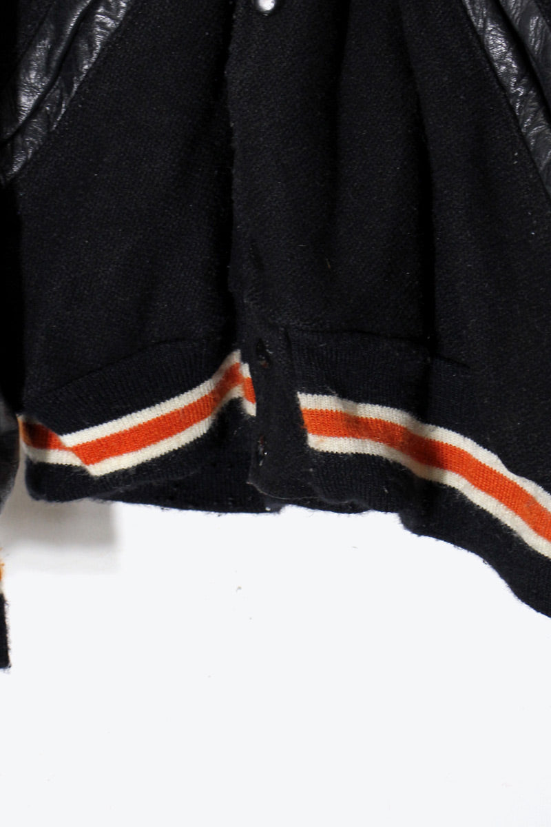MADE IN USA 80'S NHL FRYERS WOOL LEATHER STADIUM JACKET / BLACK [SIZE: 2XL USED]