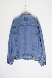 90'S BADGE CUSTOM DENIM JACKET / INDIGO [SIZE: L相当 USED]