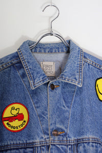 90'S BADGE CUSTOM DENIM JACKET / INDIGO [SIZE: L相当 USED]