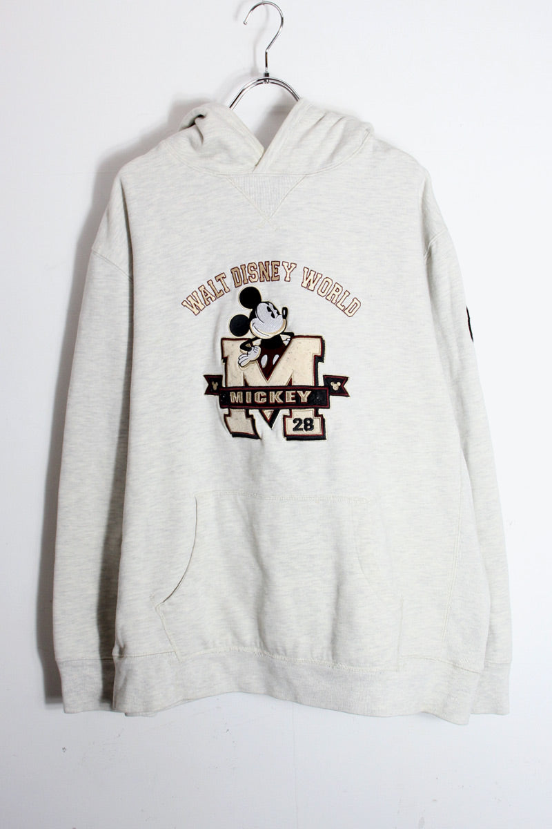 MICKEY EMBROIDERY SWEAT HOODIE / GRAY [SIZE: XL USED]