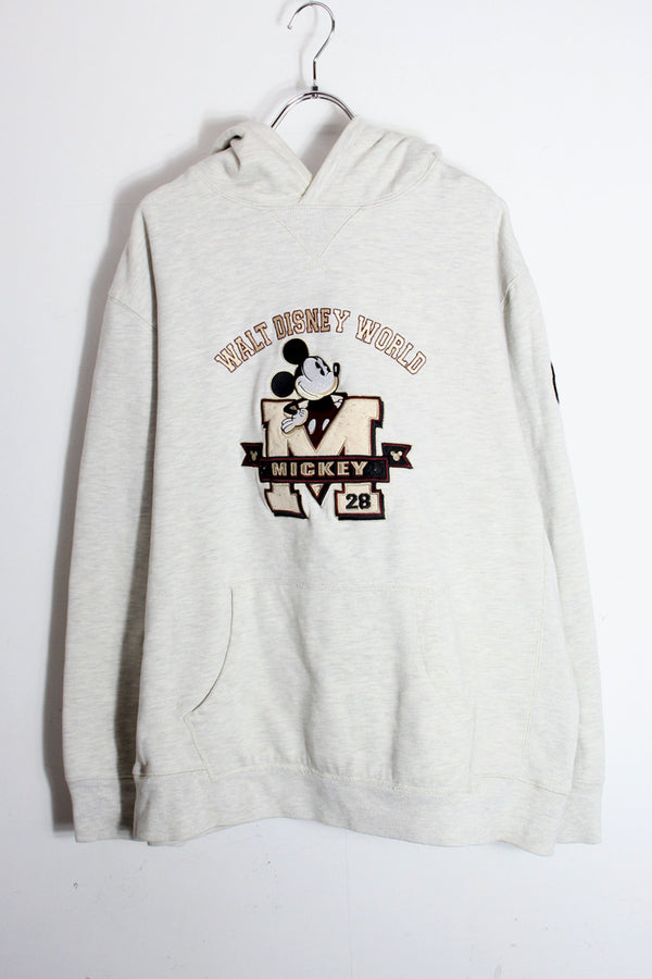 MICKEY EMBROIDERY SWEAT HOODIE / GRAY [SIZE: XL USED]