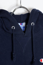 画像をギャラリービューアに読み込む, MADE IN USA 90&#39;S HOODIE SWEATSHIRT / NAVY [SIZE: L USED]
