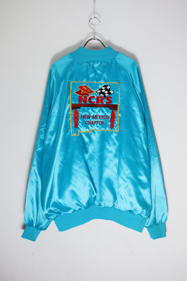 MADE IN USA 80'S STADIUM NYLON JACKET / EMERALD BLUE [SIZE: L USED]