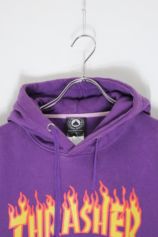 LOGO PRINT HOODIE SWEATSHIRT / PURPLE [SIZE: L USED]