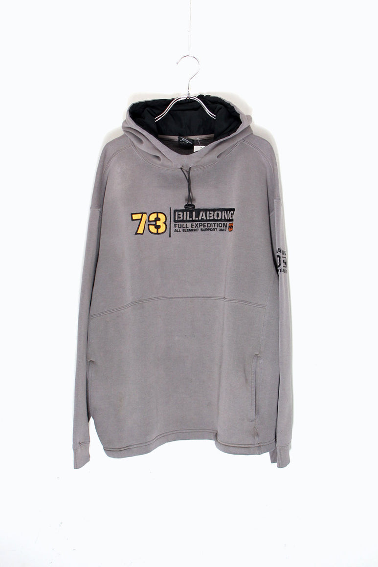 EARLY 00'S LOGO EMBROIDERY HOODIE SWEATSHIRT / GREY [SIZE: M USED]