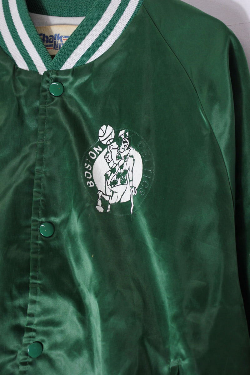 MADE IN USA 90'S NBA BOSTON CELTICS NYLON STADIUM JACKET / GREEN [SIZE: L USED]