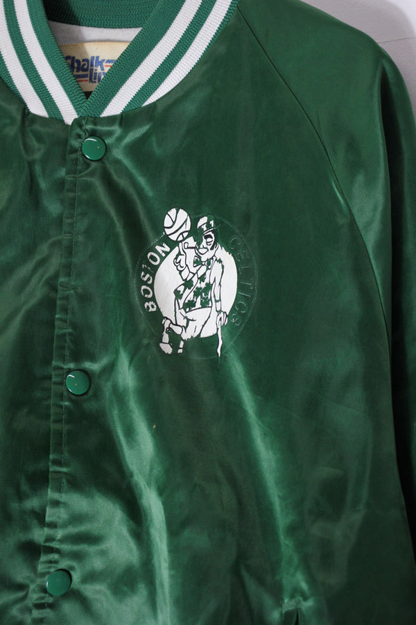 MADE IN USA 90'S NBA BOSTON CELTICS NYLON STADIUM JACKET / GREEN [SIZE: L USED]