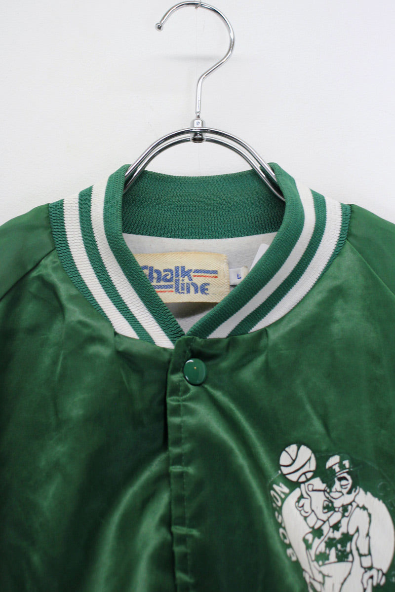 MADE IN USA 90'S NBA BOSTON CELTICS NYLON STADIUM JACKET / GREEN [SIZE: L USED]