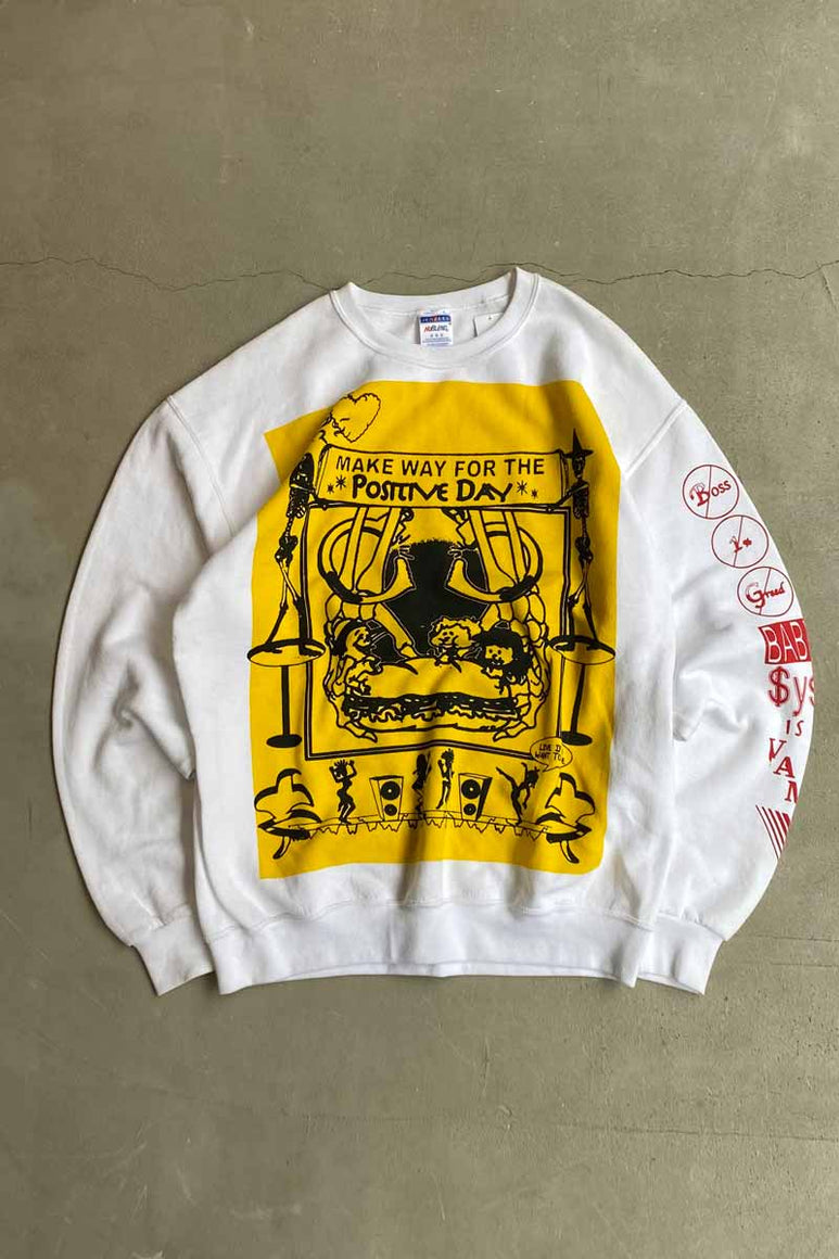 DESIGN PRINT SWEATSHIRT / WHITE [SIZE: M USED]