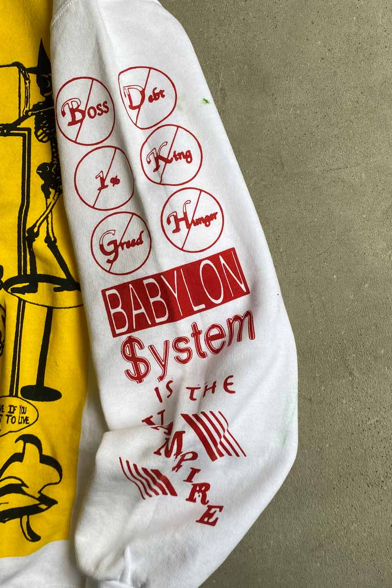 DESIGN PRINT SWEATSHIRT / WHITE [SIZE: M USED]