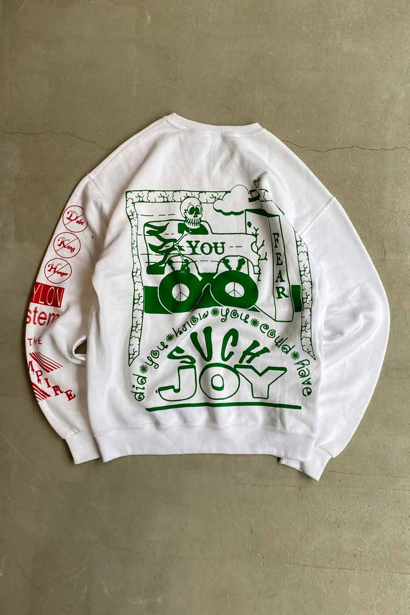 DESIGN PRINT SWEATSHIRT / WHITE [SIZE: M USED]