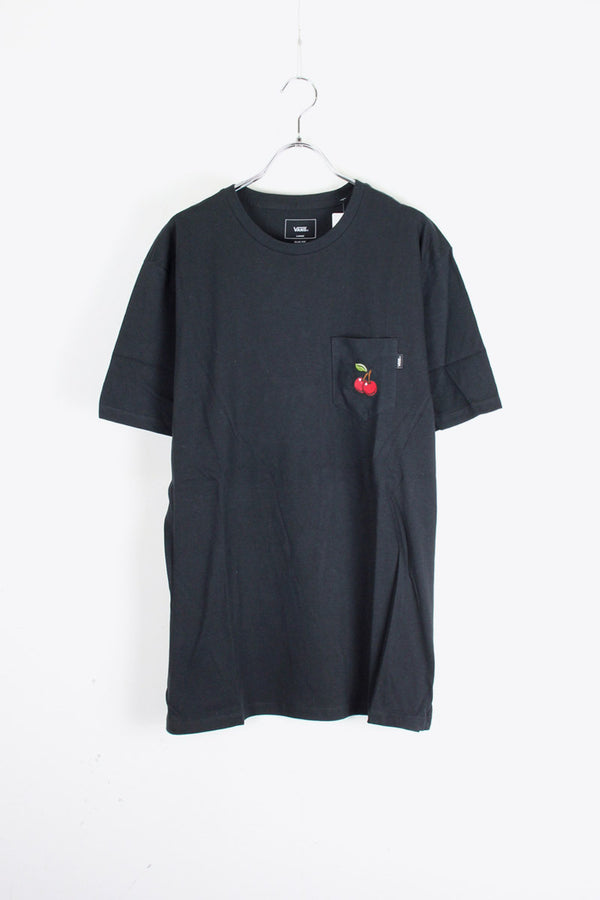 S/S CHERRY ONE POINT POCKET T-SHIRT / BLACK [SIZE: L USED]