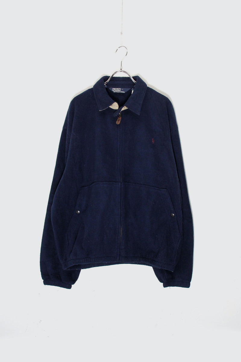 90'S ZIP FLEECE JACKET / NAVY [ SIZE: L USED ]