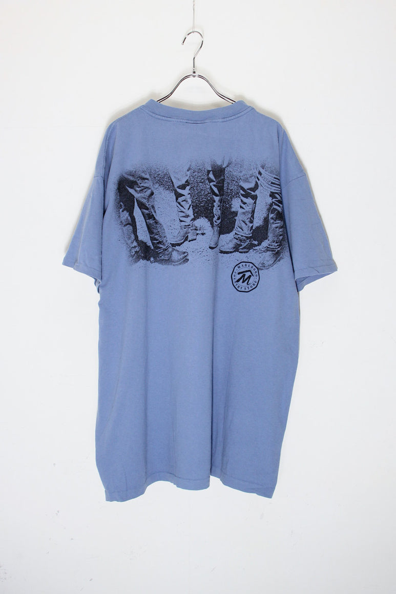 MADE IN USA 90'S S/S POCKET BACK PRINT POCKET ADVERTISING T-SHIRT / DUSTY BLUE [SIZE: XXL相当 DEADSTOCK/NOS]