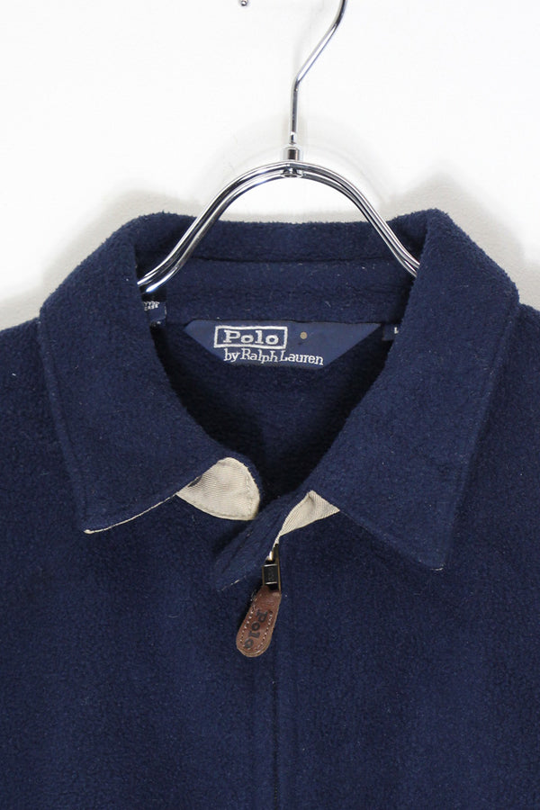 90'S ZIP FLEECE JACKET / NAVY [ SIZE: L USED ]