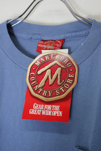 MADE IN USA 90'S S/S POCKET BACK PRINT POCKET ADVERTISING T-SHIRT / DUSTY BLUE [SIZE: XXL相当 DEADSTOCK/NOS]