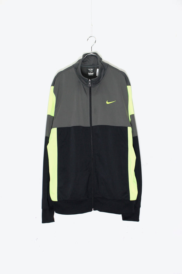 ZIP UP TRACK JACKET / GREY / NEON YELLOW [SIZE: XL USED]