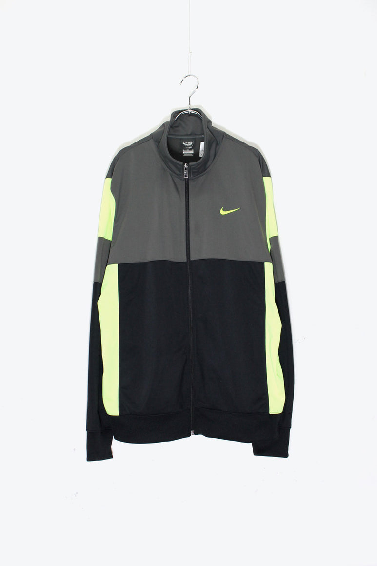 ZIP UP TRACK JACKET / GREY / NEON YELLOW［SIZE: XL USED]