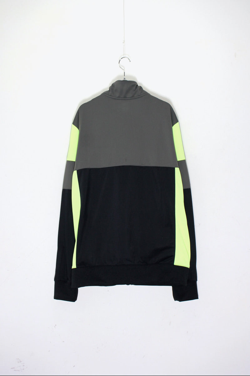 ZIP UP TRACK JACKET / GREY / NEON YELLOW [SIZE: XL USED]