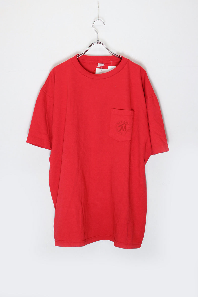 90'S S/S BIG LOGO BACK PRINT POCKET ADVERTISING T-SHIRT / RED [SIZE: XL equivalent DEADSTOCK/NOS]