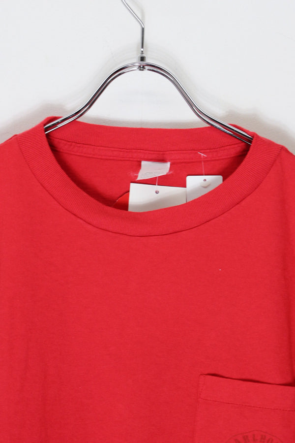 90'S S/S BIG LOGO BACK PRINT POCKET ADVERTISING T-SHIRT / RED [SIZE: XL equivalent DEADSTOCK/NOS]