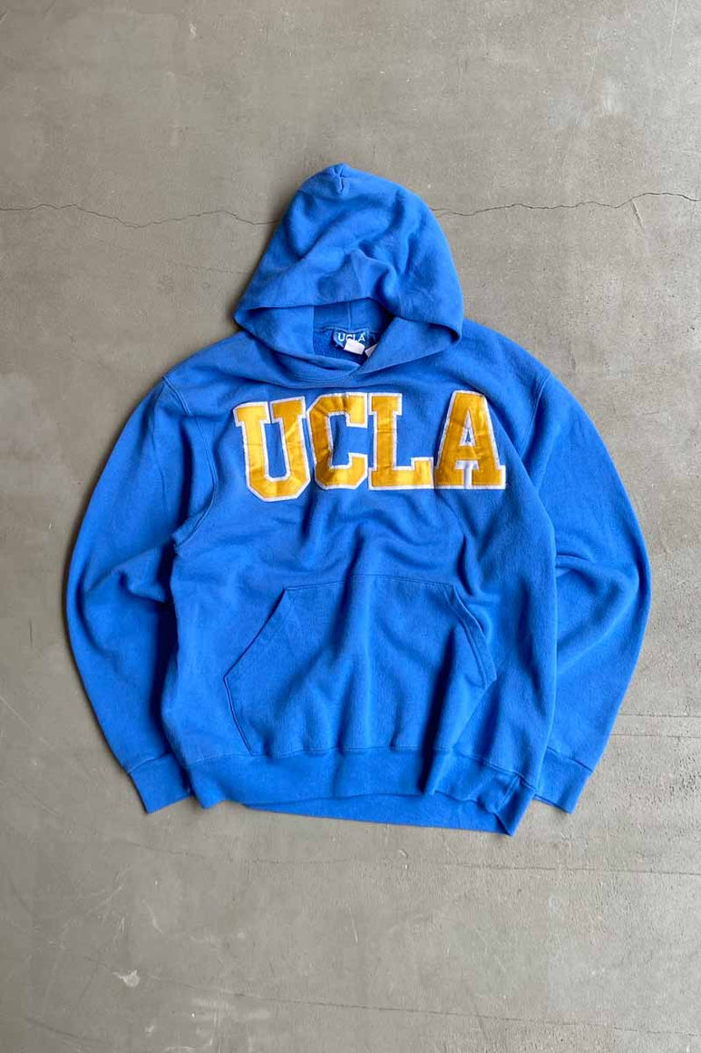 MADE IN USA 90'S UCLA EMBROIDERY COLLEGE SWEAT HOODIE / BLUE [SIZE: M USED]
